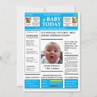  "It's A Boy! BABY NEWSPAPER Baby Announcement