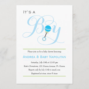It's a Boy Baby Rattle    Baby Shower Invitation