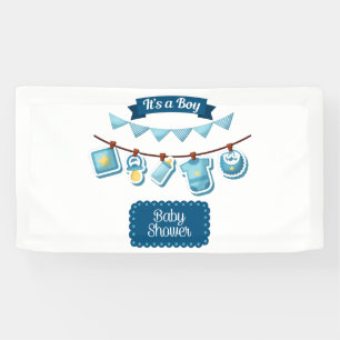It's A Boy Baby Shower 1.6x3 Vinyl Banner
