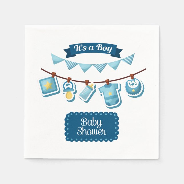 it's A Boy Baby Shower 3 Ply Napkins (Front)