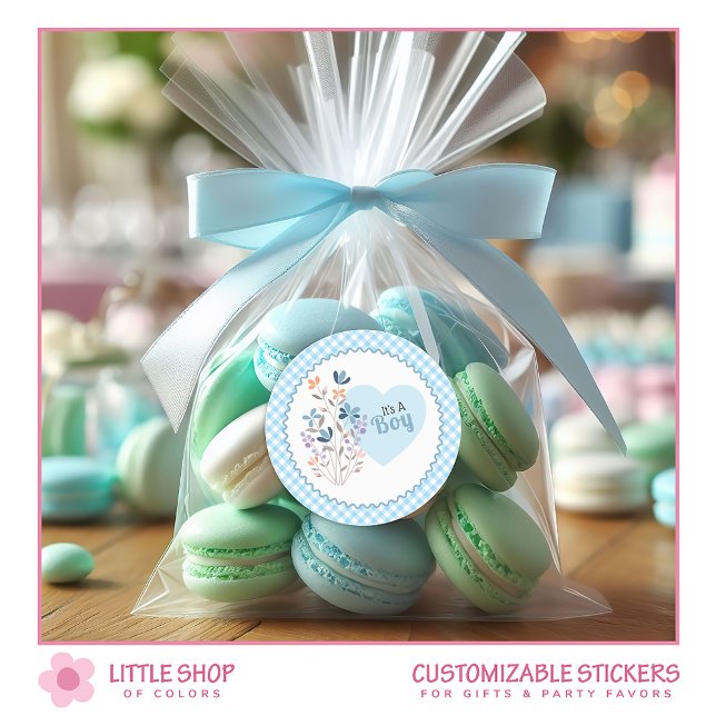 It's a Boy Baby Shower Birth Announcement Classic Round Sticker (Creator Uploaded)