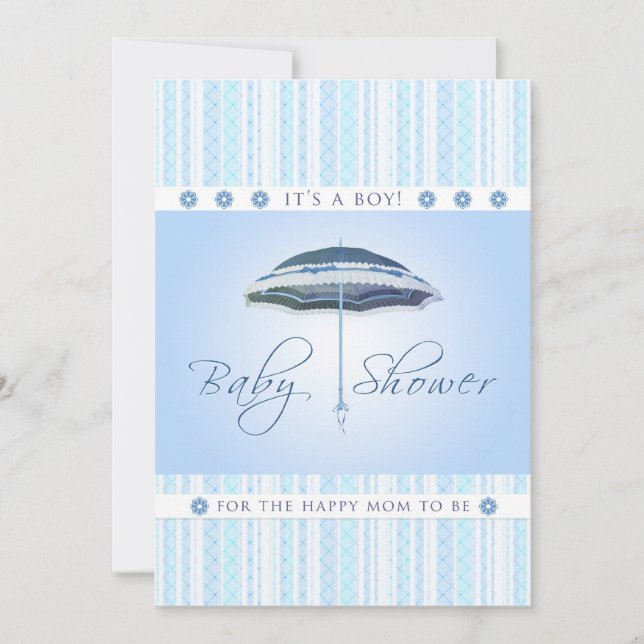 It's a Boy - Baby Shower - Blue Umbrella Invitation (Front)