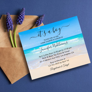 its a boy, baby shower,chic photo invitation beach flyer