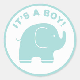 It's a Boy Baby Shower Cute Blue Elephant Sticker