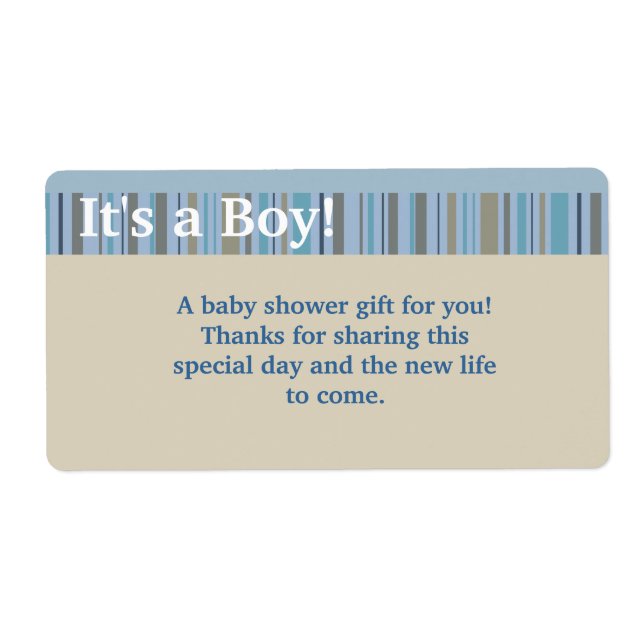 It's a Boy, Baby Shower Favour Labels (Front)