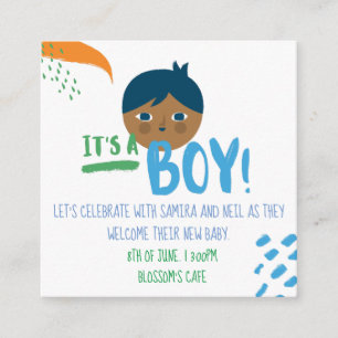 Its a boy baby shower gender reveal enclosure card