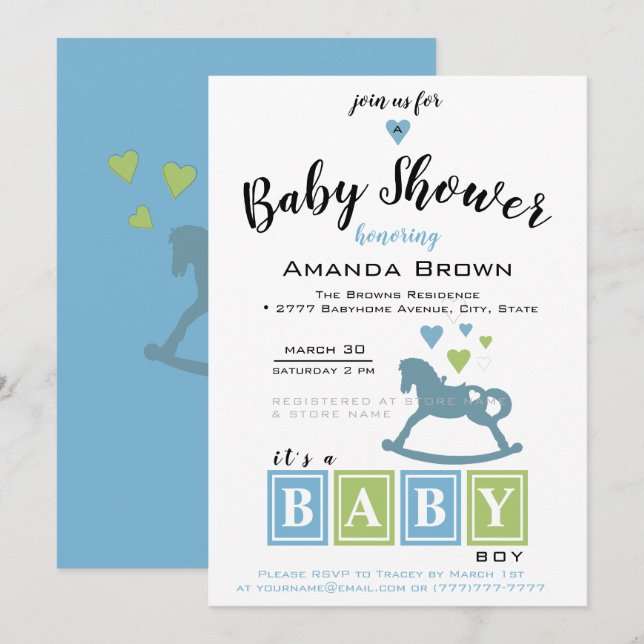 It's a Boy Baby Shower Invitation (Front/Back)