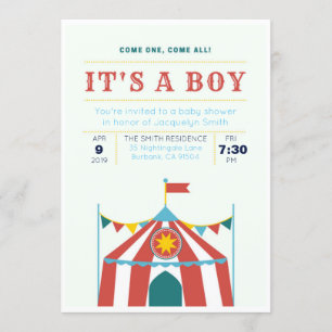 It's A Boy Baby Shower Invitation Circus