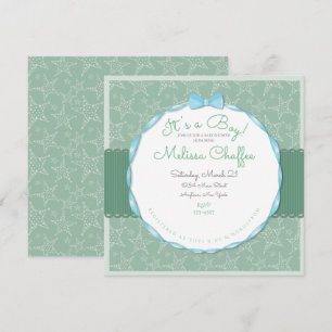 Its a Boy Baby Shower Invitation- Seafoam Green Invitation