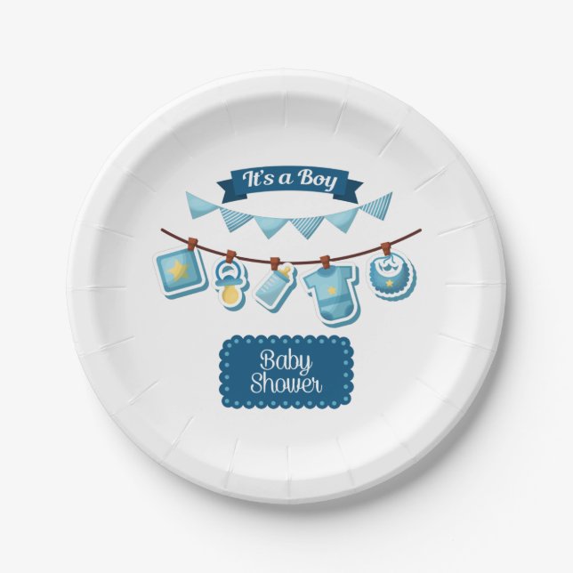 It's A Boy Baby Shower Paper Plates (Front)