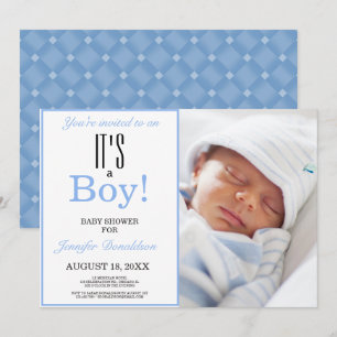 It's a Boy   Baby Shower Photo Blue Invitation