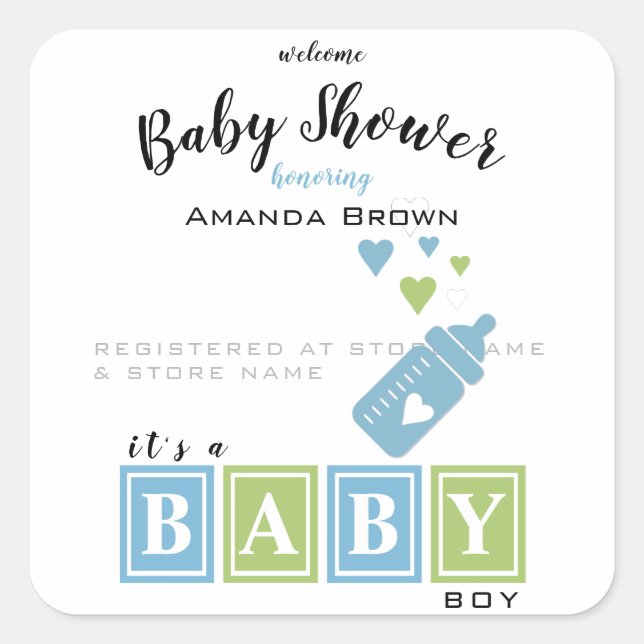 It's a Boy Baby Shower Square Sticker (Front)