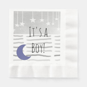 It's a Boy! Baby Shower Star and Moon Themed Napkin