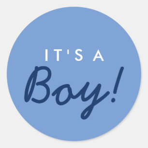 It's A Boy Baby Shower Sticker - Navy Blue White