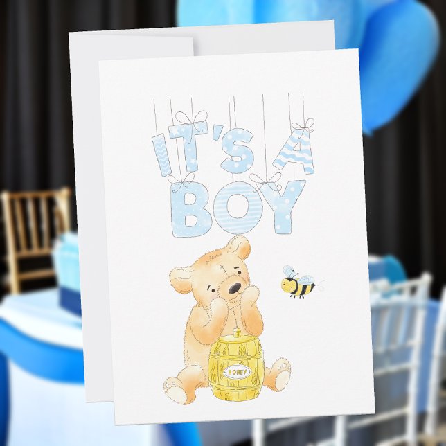 It's A Boy Baby Shower Teddy Bear Honey Bee Invitation (Creator Uploaded)