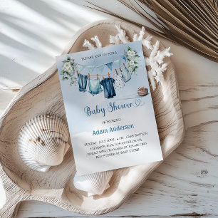 It's a Boy Baby Shower with Blue Laundry Theme Invitation