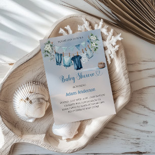 It's a Boy Baby Shower  with Blue Laundry Theme Invitation