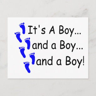 Its A Boy Baby Triplets Postcard