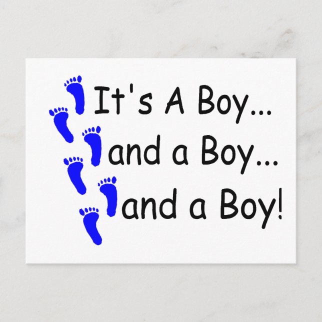 Its A Boy Baby Triplets Postcard (Front)