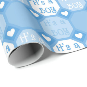 It's a boy baby word art pattern wrapping paper