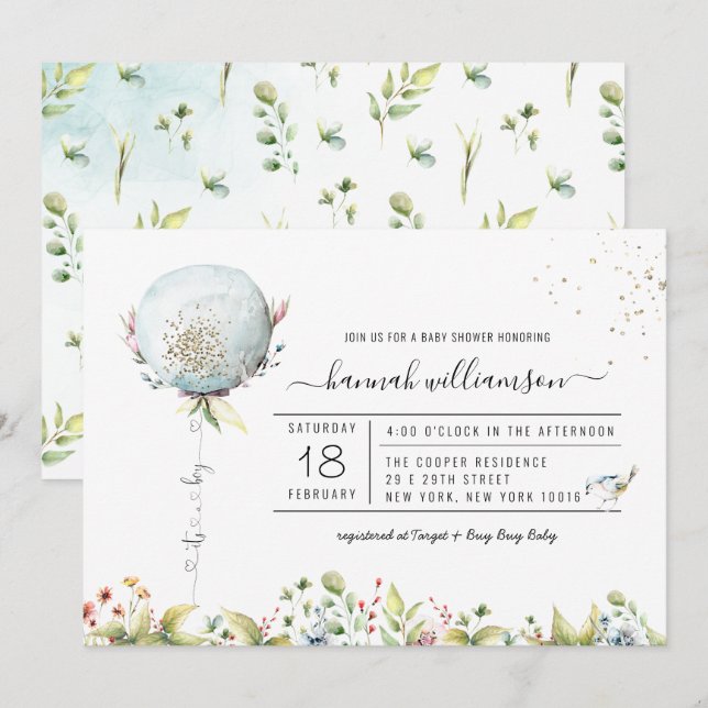 It's a Boy Balloon | Baby Shower Invitation (Front/Back)
