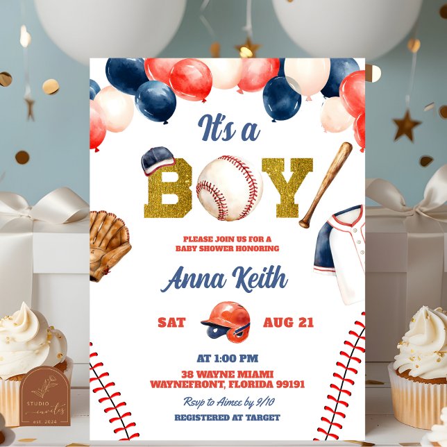It's A Boy Baseball Baby Shower Invitation (Creator Uploaded)