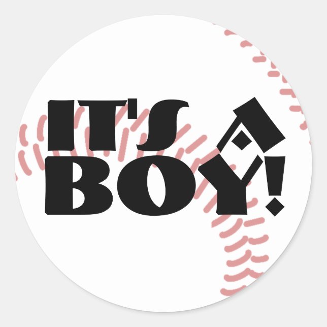 It's a Boy Baseball Birth Announcement Classic Round Sticker (Front)