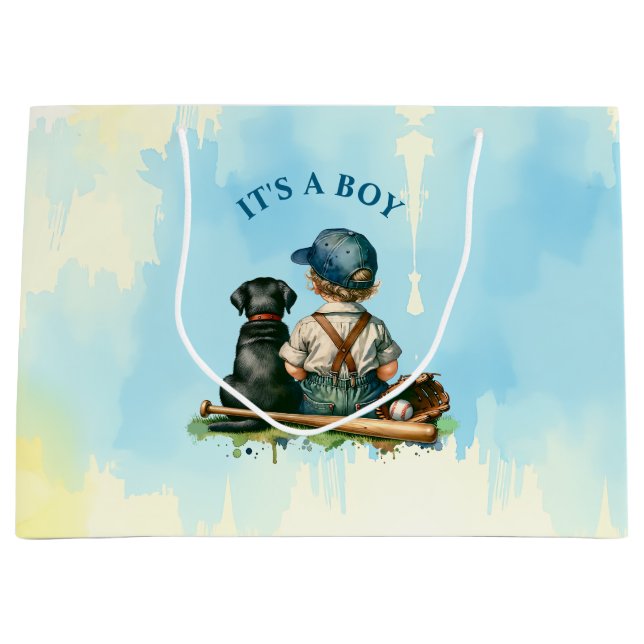 It's a Boy  | Baseball Themed Baby Shower Large Gift Bag (Front)