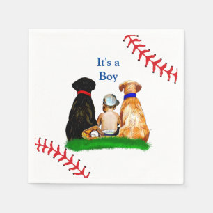 It's a Boy,   Baseball Themed Baby Shower Napkin