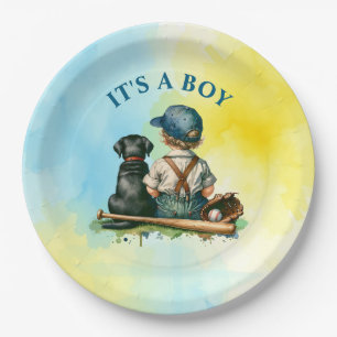 It's a Boy   Baseball Themed Baby Shower Paper Plate