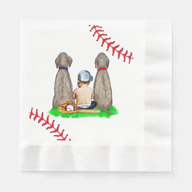 It's a Boy, Baseball Themed Boy's Baby Shower Napkin (Front)