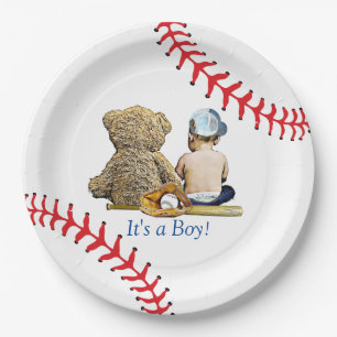 It's a Boy, Baseball Themed Boy's Baby Shower Paper Plate