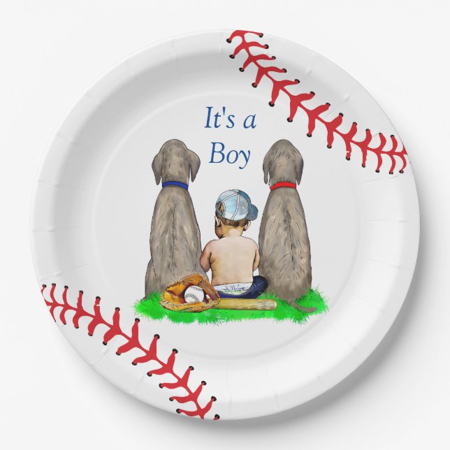 It's a Boy, Baseball Themed Boy's Baby Shower Paper Plate (Front)