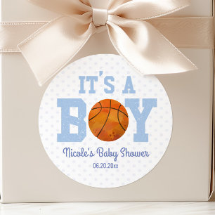 It's A Boy! Basketball Baby Shower Party Favour Classic Round Sticker