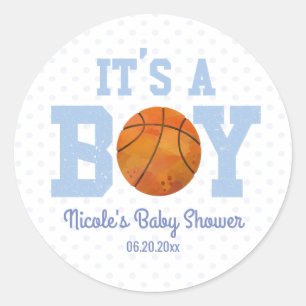 It's A Boy! Basketball Baby Shower Party Favour Classic Round Sticker