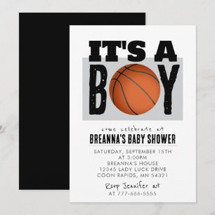 It's a Boy Basketball Baby Shower Party Invitation