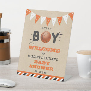 It's A Boy! Basketball Themed Baby Shower Welcome Pedestal Sign
