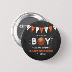 It's A Boy! Basketball Themed Co-ed Baby Shower 6 Cm Round Badge