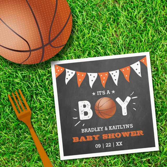 It's A Boy! Basketball Themed Co-ed Baby Shower Napkin (Creator Uploaded)