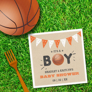 It's A Boy! Basketball Themed Co-ed Baby Shower Napkin