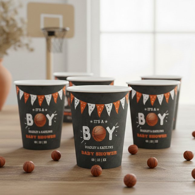 It's A Boy! Basketball Themed Co-ed Baby Shower Paper Cups (Creator Uploaded)