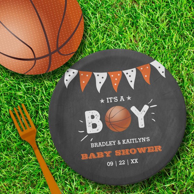 It's A Boy! Basketball Themed Co-ed Baby Shower Paper Plate (Creator Uploaded)