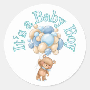 It's a boy Bear Baby Shower Classic Round Sticker