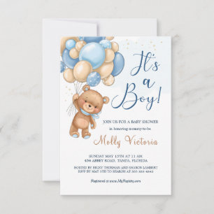It's a Boy Bear Balloons Baby Shower