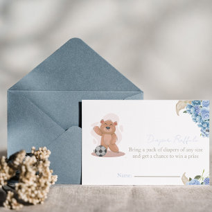 It's a boy bear cute diaper raffle baby shower invitation