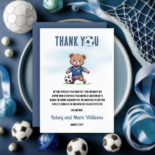 It's A Boy Bearly Wait Soccer Player Baby Shower Thank You Card