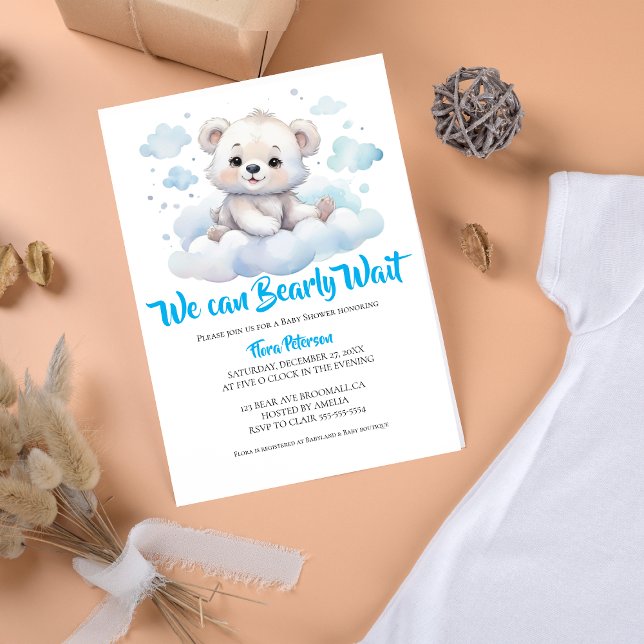 It's a boy bearly wait woodland baby bear shower  invitation (Creator Uploaded)