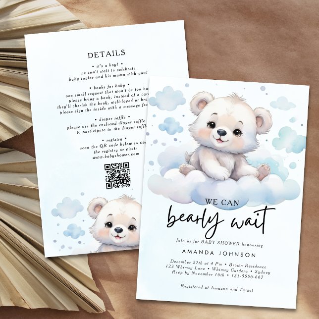 It's a boy bearly wait woodland baby bear shower invitation (Creator Uploaded)