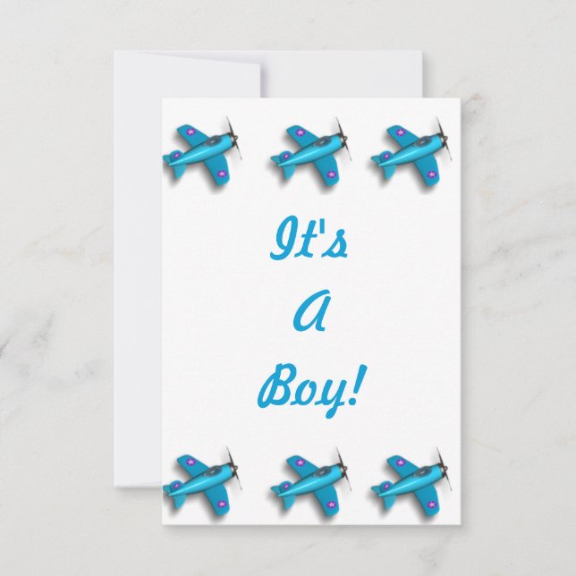 It's A Boy! Birth Announcement Card (Front)