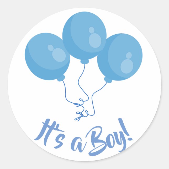 It's a Boy Birth Announcement Gender Reveal Classic Round Sticker (Front)